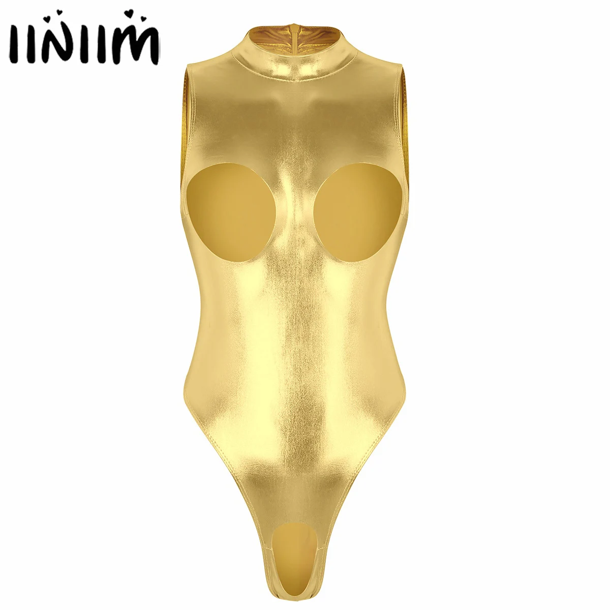 

Women Female Wetlook Faux Leather Lingerie Sexy Clubwear Open Bust Crotchless Teddy High Cut Tracksuit Bodysuit Sexy Nightwear