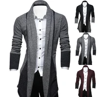 2020 new men long sleeve color block patchwork knitted loose plus size long coat cardigan fashion long sweaters for men