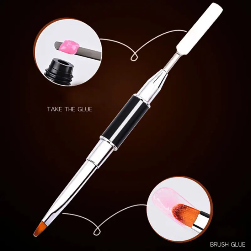 

2-In-1 Double-Ended Dual-Use Nail Tool Nail Pen Poly Nail Gel Brush And Picker Stainless Steel Gel Color Bar Flower Brush