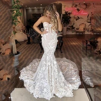 elegant mermaid wedding dress sweetheart backless bride dresses appliqued flowers lace long wedding gown vestidos de novia