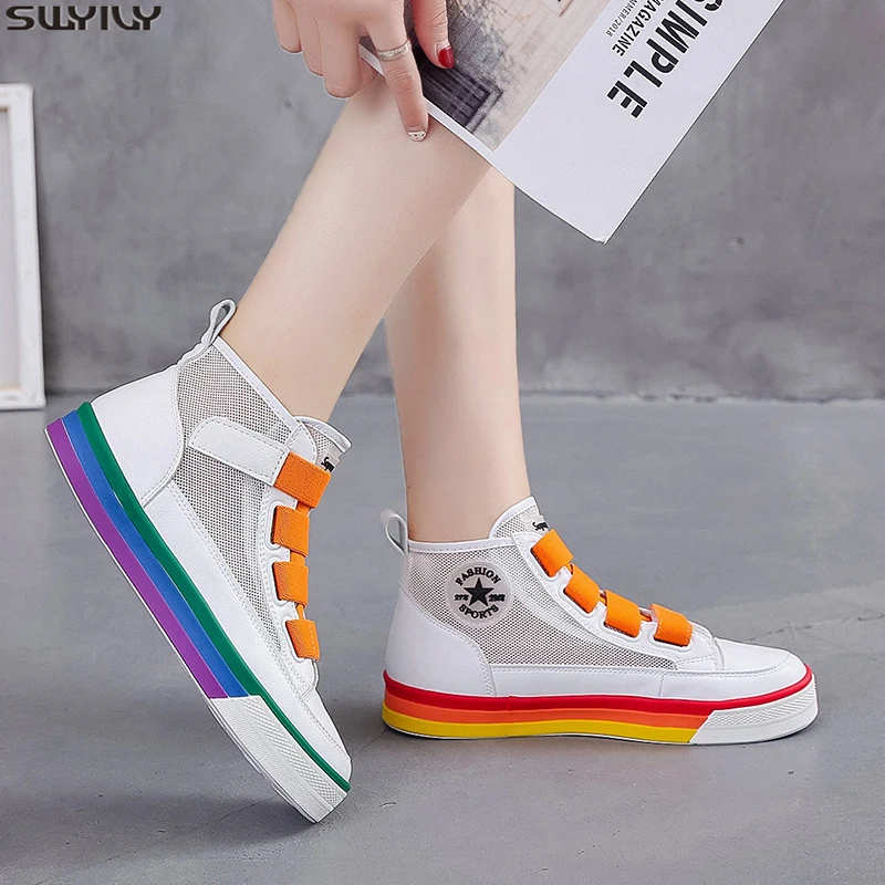 SWYIVY/Повседневная обувь из сетчатого материала Женские кроссовки на липучке