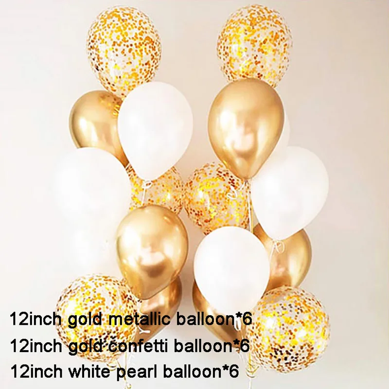 18pcs gold 20 шт Розовое Золото Смешанные конфетти воздушные шары День рождения украшения Дети взрослый ребенок мальчик девочка Babyshower шарики для свадьбы декор 1-й - Цвет: 18pcs gold