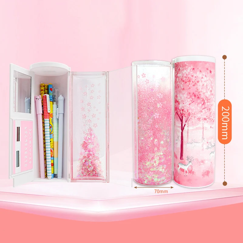 Канцелярская коробка зыбучий песок полупрозрачный многофункциональный чехол