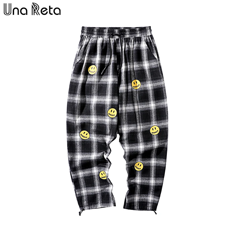 

Una Reta Men's Pants 2021 New Harajuku Joggers Hip Hop Plaid Print Pants Women Casual Sweatpants Men Trousers Couple Streetwear