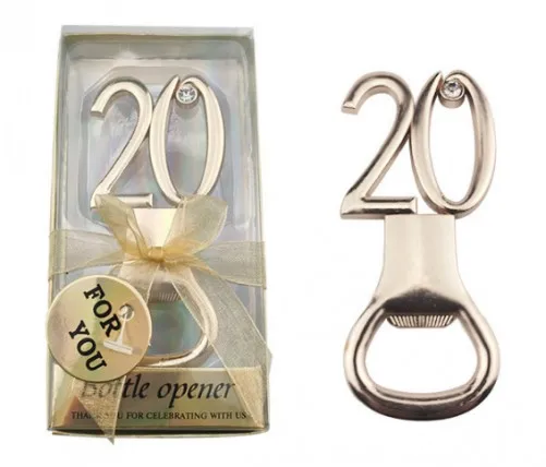 

(10Pcs/lot) Wedding gift for guests of 20 design bottle openers for 20th birthday Party favors and 20th Wedding Anniversary gift