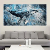 70x140cm large size diy oil painting by numbers blue whale deer landscape canvas acrylic painting wall art home decoration
