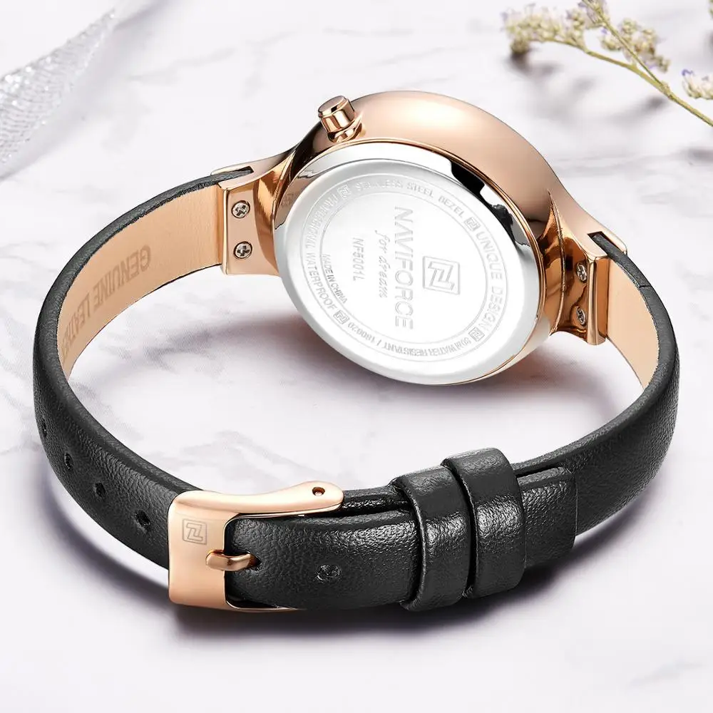 Часы наручные NAVIFORCE женские кварцевые модные повседневные водонепроницаемые с