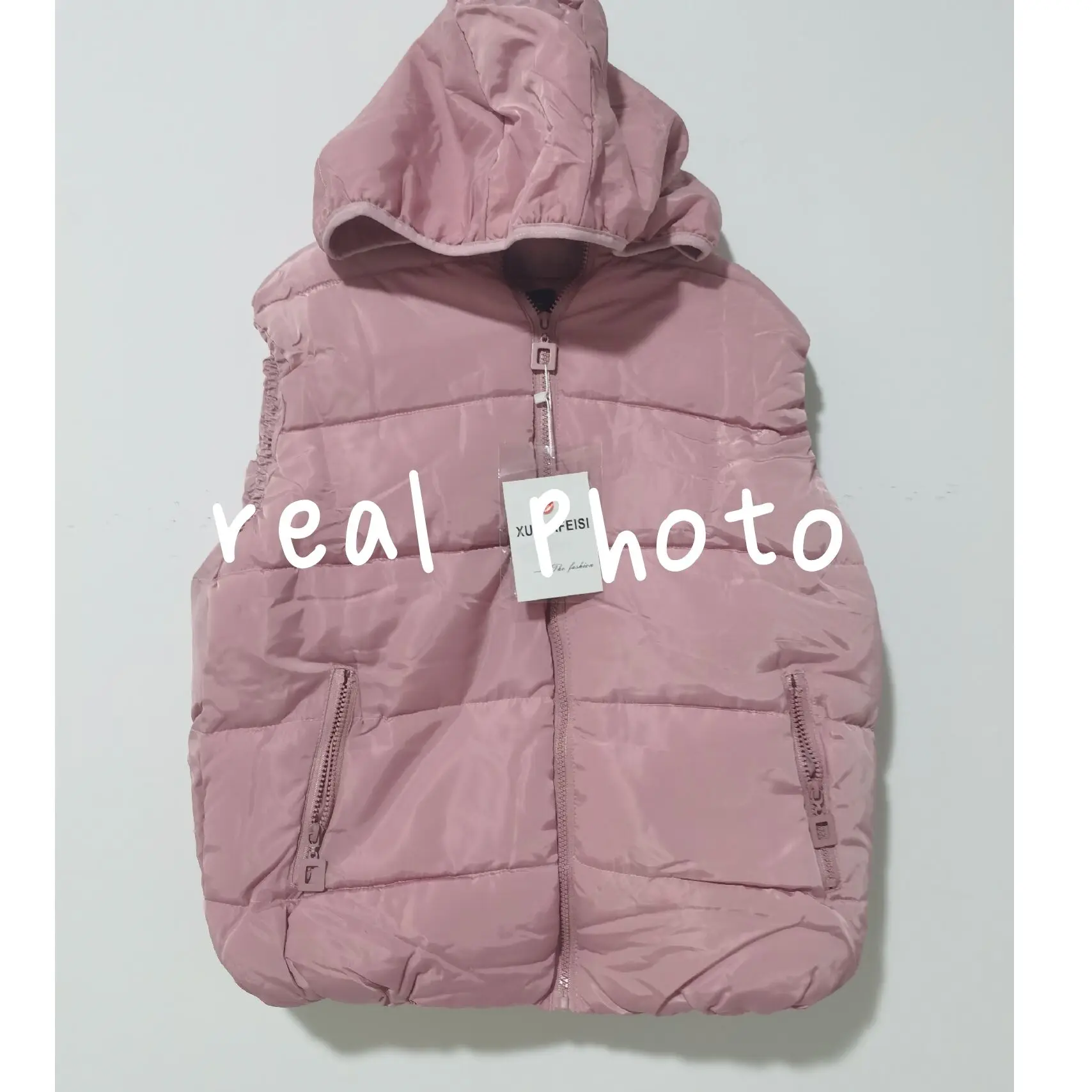 

Luck A Spring Autumn Hooded Women Cotton Vest Vintage Casual Warm Thick Waistcoat Sleeveless Solid Removable Hat Vest Outwears