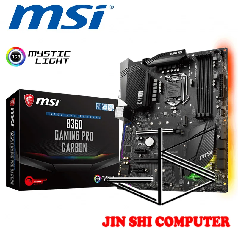 

NEW MSI B360 GAMING PRO CARBON Supports 8th Gen Intel® Core™ Socket LGA 1151 Supports DDR4 Memory, up to 2666MHz USB 3.1