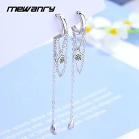 mewanry 925 sterling silver drop earrings for women fashion elegant zircon tassel party jewelry birthday gifts prevent allergy