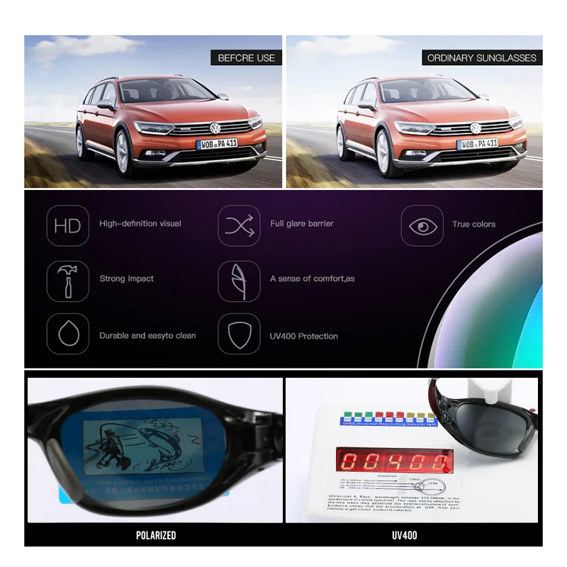 

DUBERY New Men Sports Polarized Sunglasses Vintage Big Frame Outdoor Sun Glasses UV400 Goggles