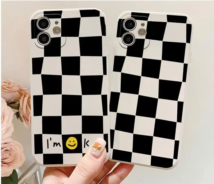 Черно-белый сетчатый чехол для IPhone 13 12 11 Pro Max Mini TPU задняя крышка XR XS X 8 7 Plus SE 2020