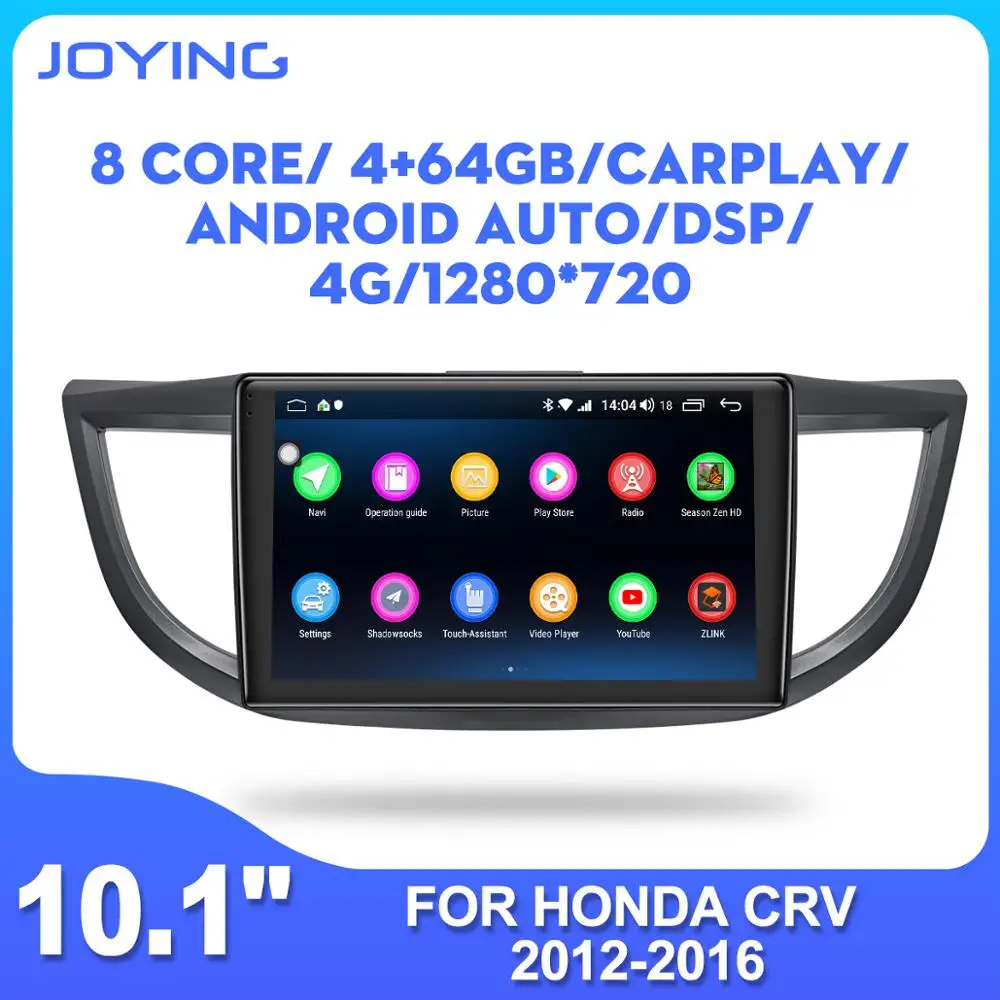 JOYING1 din радио Кассетный плеер Android 8,1 Восьмиядерный Авторадио 10," автомобильный Радио для Honda CRV 2012- DSP быстрая загрузка HD аудио