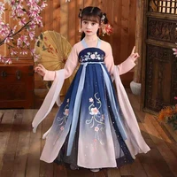 toddler chinese folk dance costumes oriental retro hanfu embroidery kids tang suit performance outfit chinese dress for girls