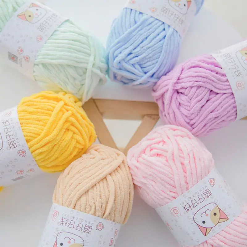 100 г/шар полиэфирная пряжа для вязания крючком милая яркая яркого цвета сделай