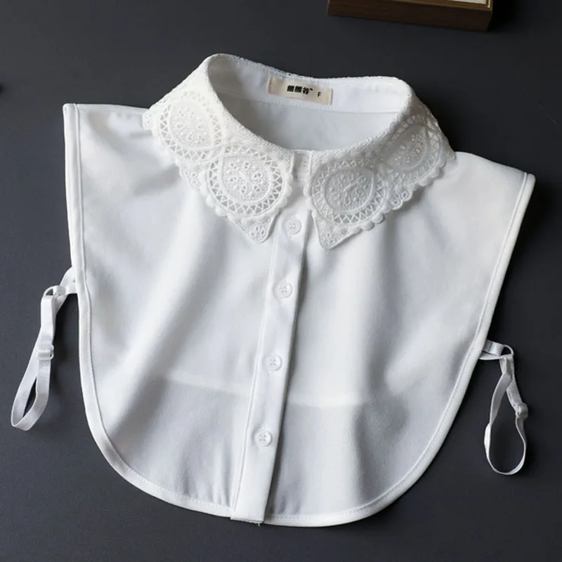 Женская шифоновая рубашка с фальшивым воротником элегантная белая