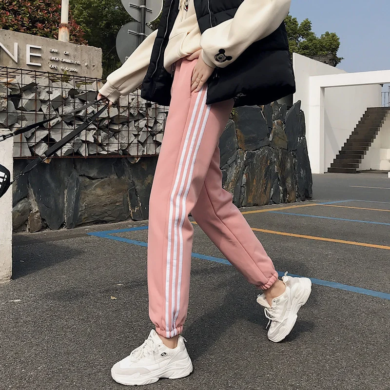 

Sports Pants Female Autumn and Winter Loose Tappered 2021 New Style Students All-matching Fleece-lined Thickened Casual Women's
