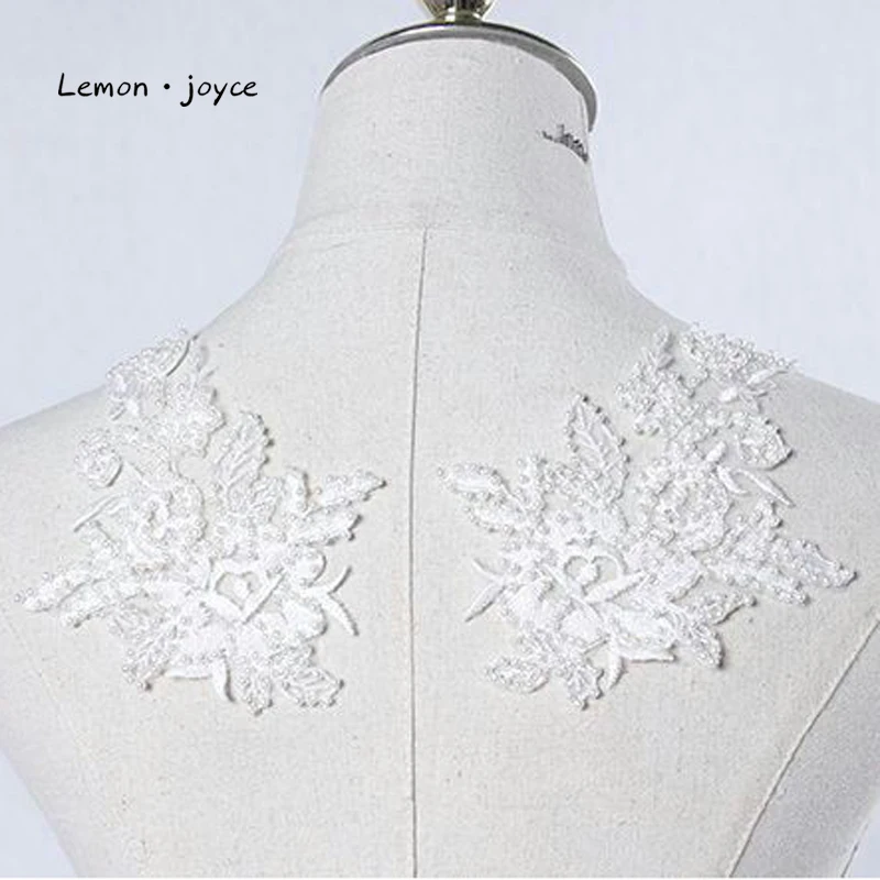 2019 новый дизайн белая аппликация Цветочная кружевная нашивка свадебное платье с