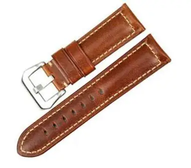 brown with silver Ремешок для часов из натуральной кожи 22 мм 24 мм 26 мм модные синие аксессуары для часов Ремешок для часов Panerai - Цвет ремешка: brown with silver