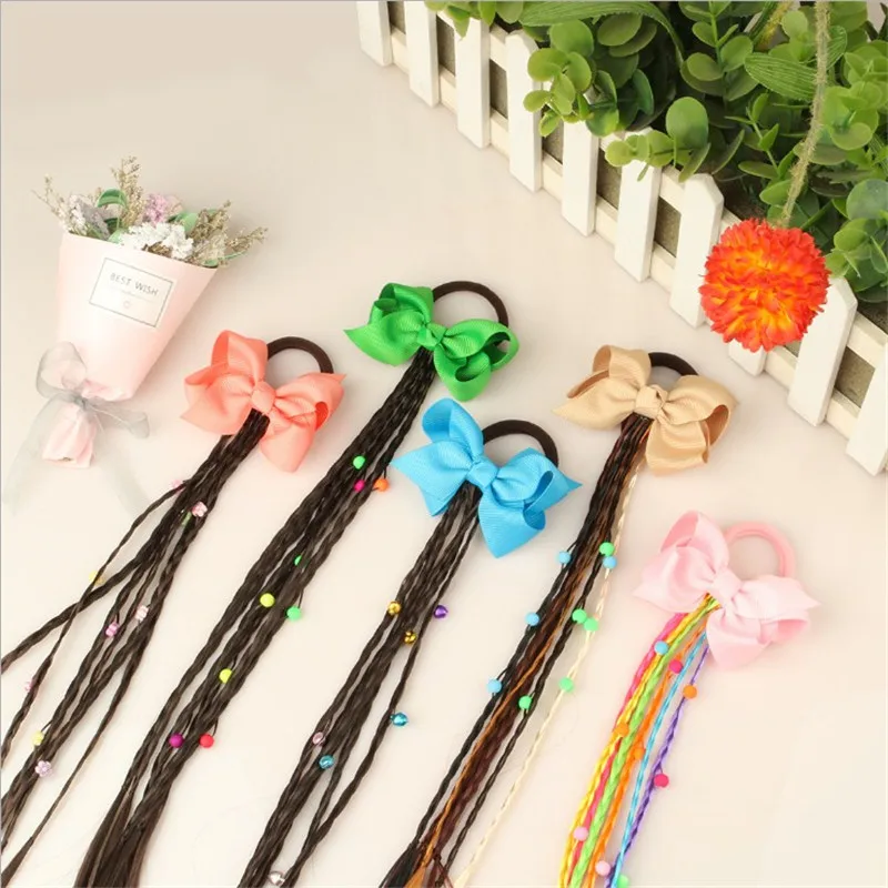 Аксессуары для волос цветной бант парик веревка девочек длинные косички банты