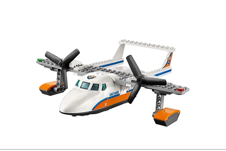 

153pcs New City Coast Guard Sea Rescue Plane Boat Raft 10751 Model Building Blocks Children Toys Bricks Christmas birthday Gifts