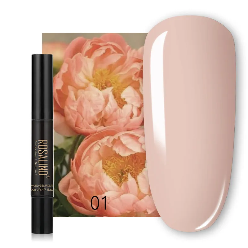 

ROSALIND Gel Nail Polish 54 Colors UV Gel One Step Nail Varnish Pen 3 In 1 Soak Off Gel Polish Easy To Use Nail Liquid