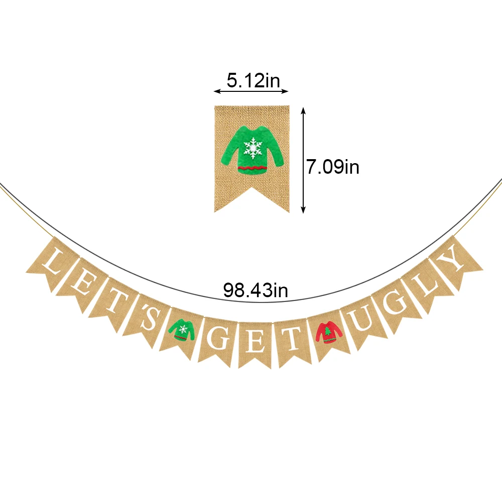 Джутовые мешковины Давайте получить уродливые баннер Зимний Рождественский