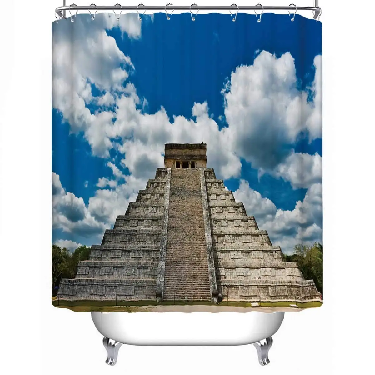 Горизонтальная прочная душевая занавеска Chichen Itza 126541 71 дюйма Д x w|Шторы для душа| |
