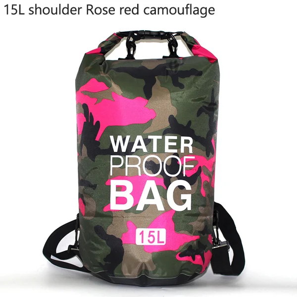Rose red 15L 5L/10L/20L/30L камуфляжная уличная сумка Портативная рафтинг водонепроницаемая сумка мешок для плавания сумка для воды треккинг - Цвет: Rose red 15L