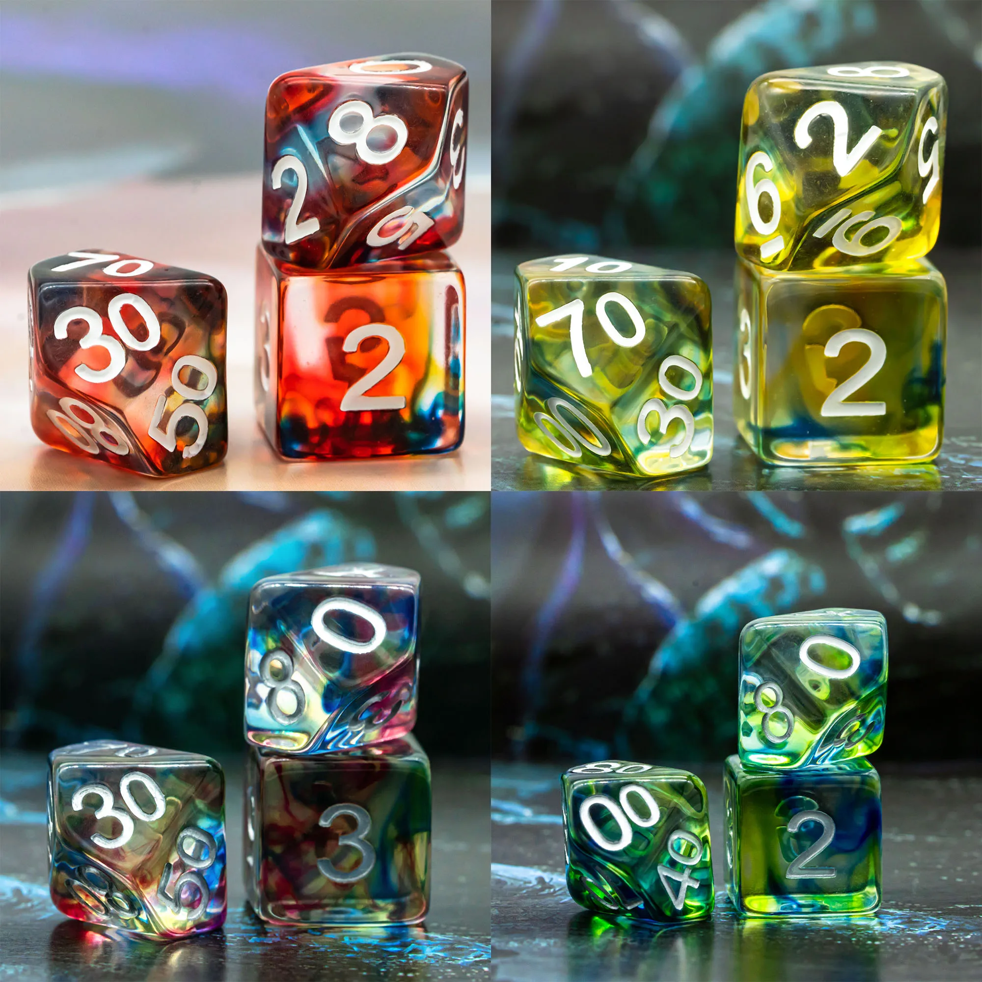 Poludie 7Pcs/Set New Dice Set D4~D20 Imitation Coloured Glaze Polyhedral RPG for Role-Playing Board Game ​MTG D&ampD - купить по