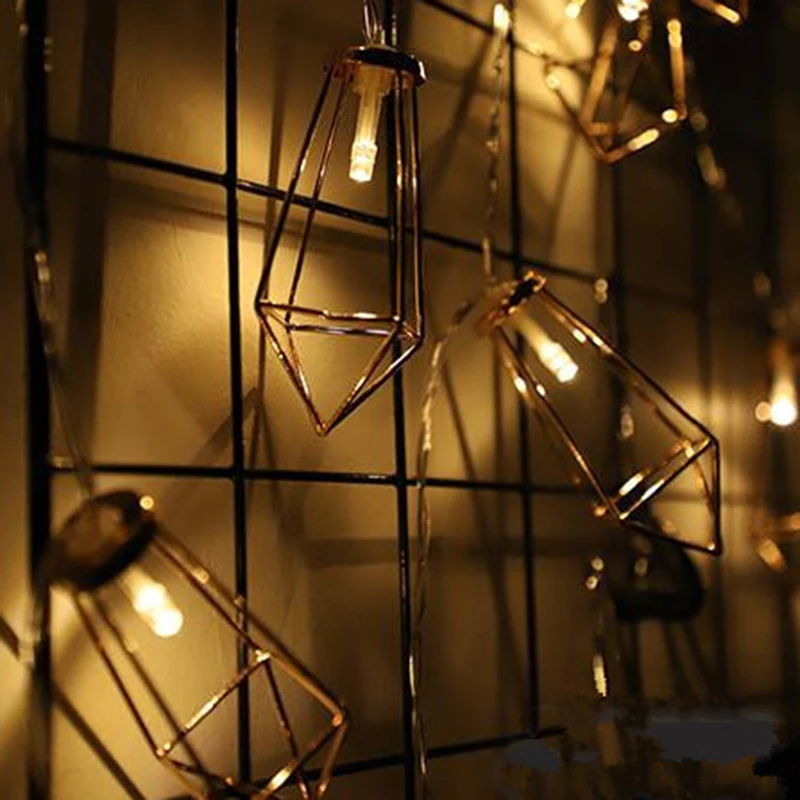 

3M LED String Light 20LEDs Drop Frame Rose Gold Geometric Fairy Night Lights Christmas Decorative Lights for Home Outdoor