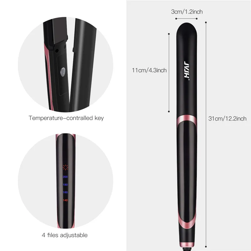 

JVJH 2 In 1 Far Infrared Negative Ions Ceramic Hair Straightener Curling Iron Straightening Led Digital Flat Iron Hair Styling