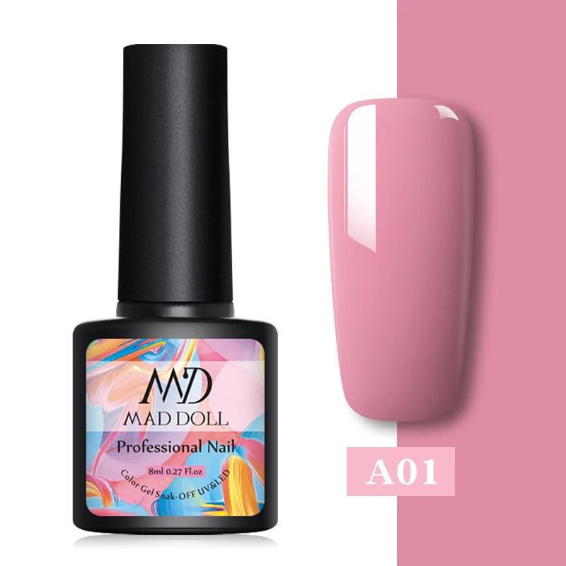 A01 MAD DOLL, 8 мл, Гель-лак для ногтей, красный, синий, фиолетовый, смешанные цвета, отмачивается от УФ-лака, долговечный гель для дизайна ногтей - Цвет: A01