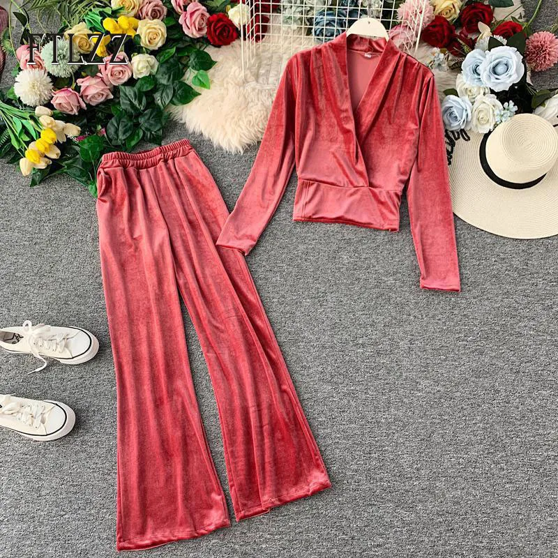 Женский комплект из двух предметов новинка весна осень винтажный бархатный