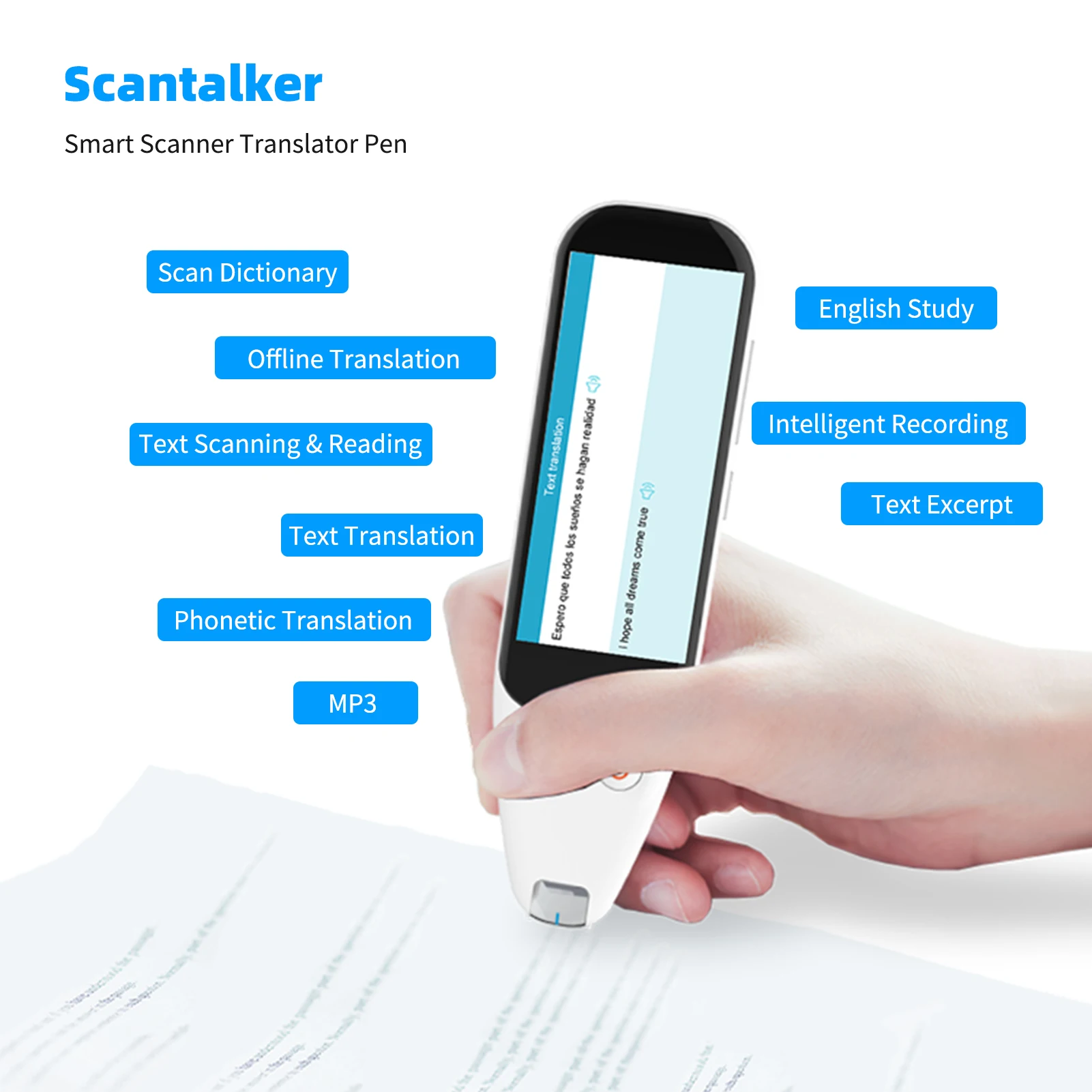 

Multi-language Translation Portable Scanning Translator Pen 3.46 inch Exam Reader Voice Language Translator Device Support MP3