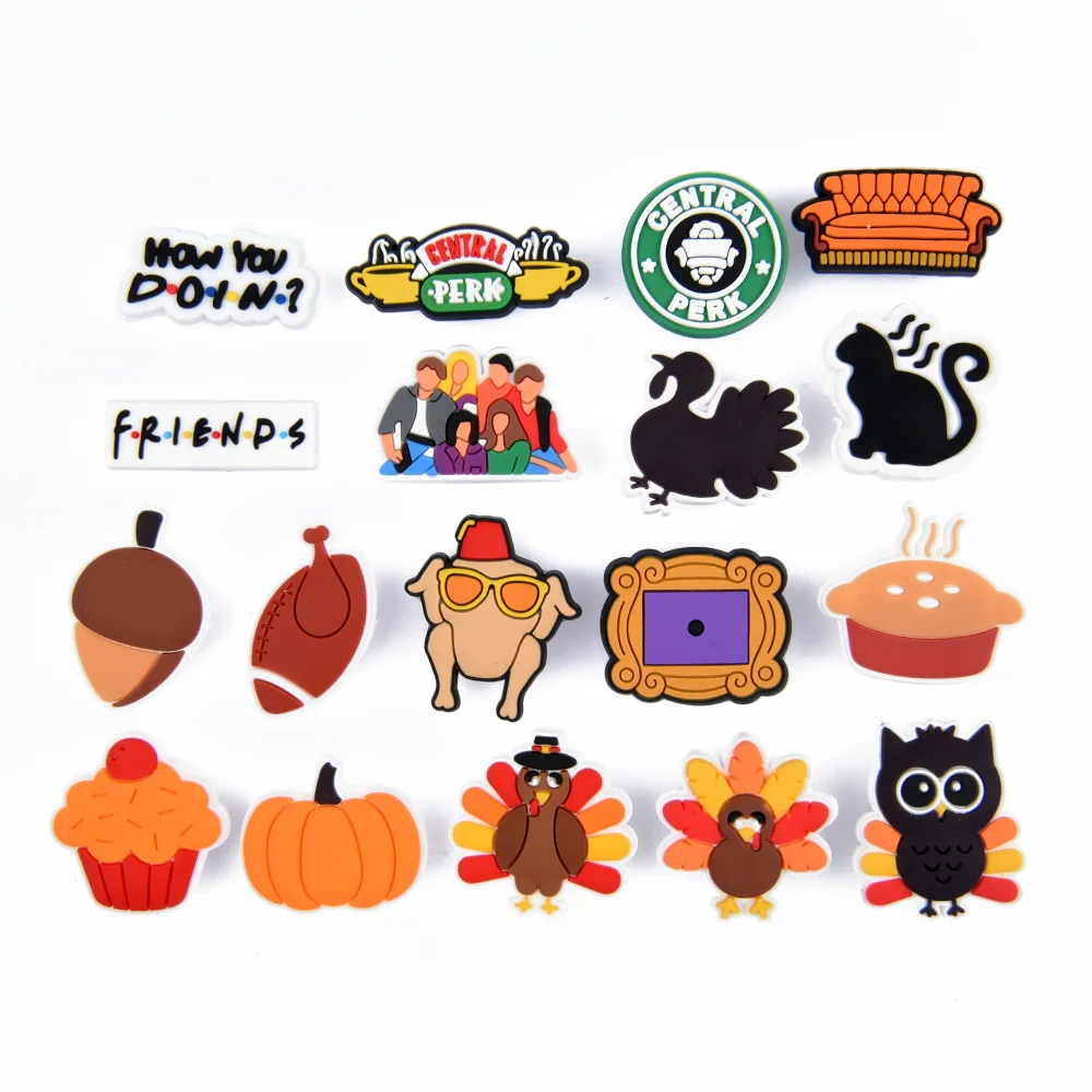 New Arrival 1Pcs Turkey Pumpkin Cat Family Shoes Charms Accessories Decorations Fit Women Croc JIBZ Kids Xmas Party Gifts | Обувь
