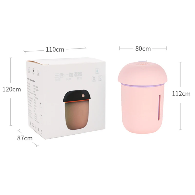 

Air Humidifier Aromatherapy 200ML Mushroom Ultrasonic Diffuser With Mini USB Fan&LED Lamp Mist Maker For Home Car