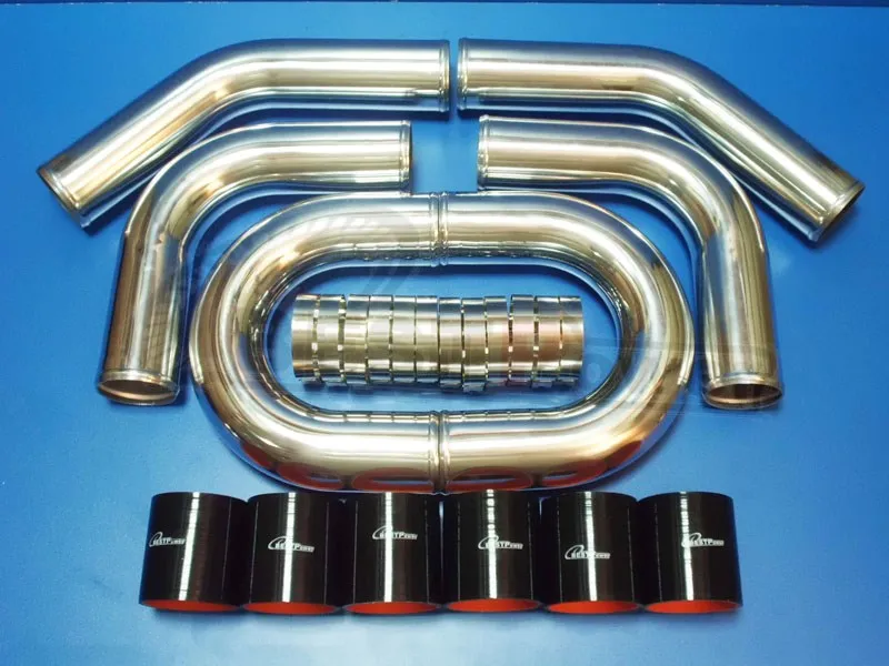 

2.25" INCH / OD 57mm TURBO INTERCOOLER PIPE /ALUMINUM PIPING/ thickness 2 mm + T-CLAMPS + SILICONE HOSES BLUE
