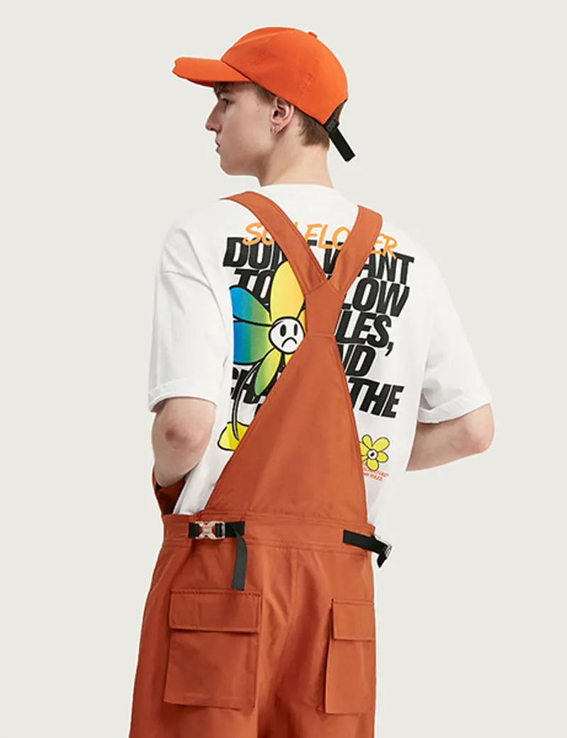 Летние мужские комбинезоны однотонные свободные в стиле хип хоп Молодежные