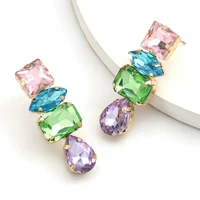 colorful earrings luxury crystal drop ear fashion cool geometric earrings for women gift jewelry earrings wholesale