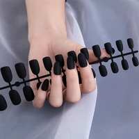 24pcs acrylic fake matte nail pure color manicure false nails full cover for short decoration press on nails art fake extension