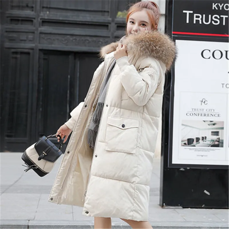 2019 Big size student Korean version of the loose fur collar long-sleeved winter cotton jacket long thick padded clothing | Женская