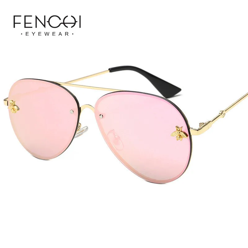 Женские винтажные солнцезащитные очки Sakura розовые большие пилота в стиле пчелы