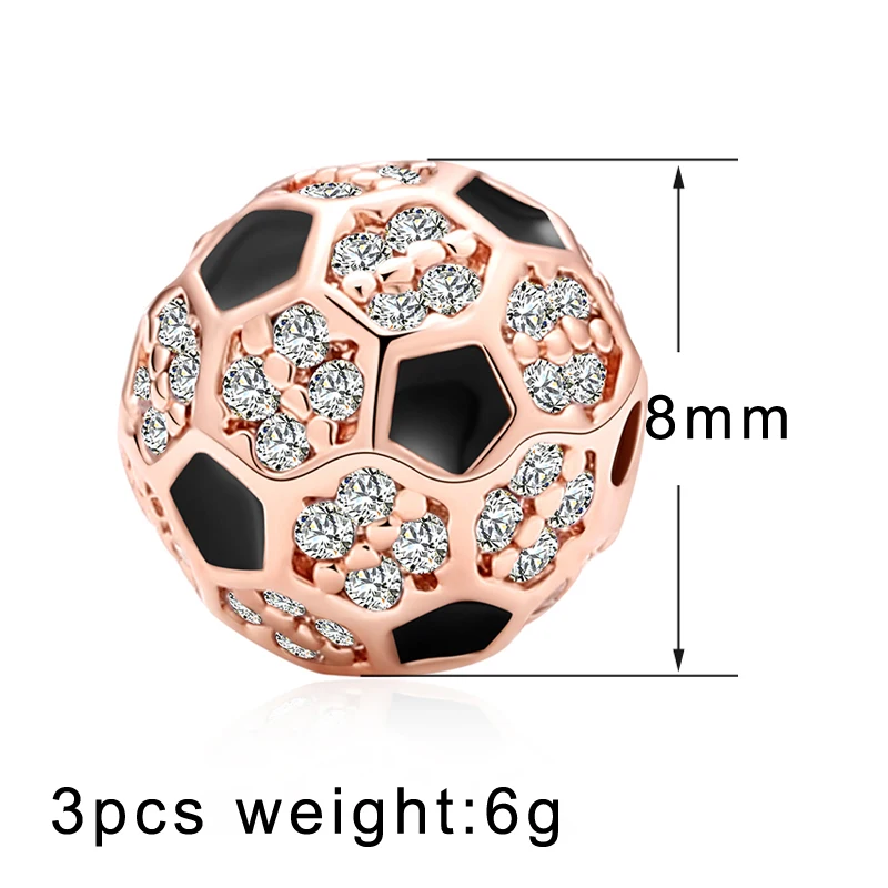 

3pcs DIY football High Quality Men's Bracelet Beads Jewelry Accessories Making Necklace Pendant Copper Cubic Zirconia Hole