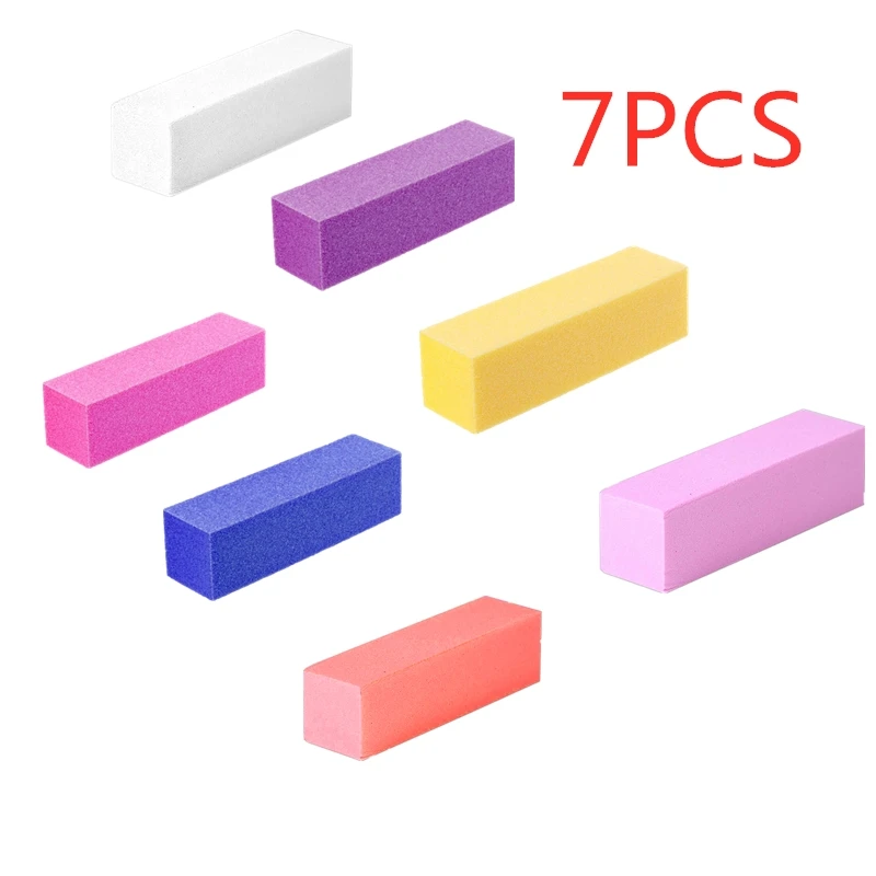 7PCS All Color Горячая 1 шт форма пилочка для ногтей УФ гелевая губка пилка для ногтей буферный блок лак для маникюра педикюра шлифовальный инструмент для дизайна ногтей мягкий Бафф - Цвет: 7PCS All Color
