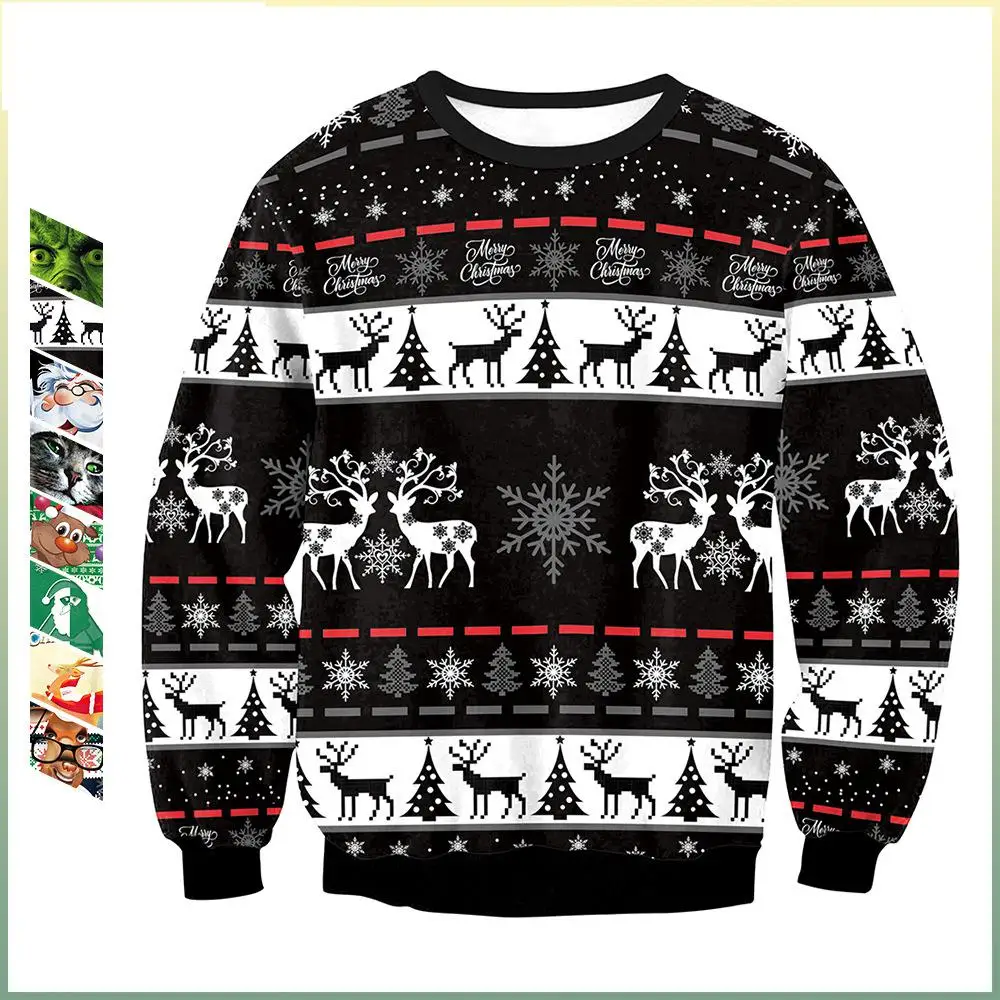 

Hip Hop Style Elk Christmas Printed Long Sleeve Jacket Men Hoodies Sweatshirts Sweatshirt Mens Hoodies Female 3d Hoodie Couples
