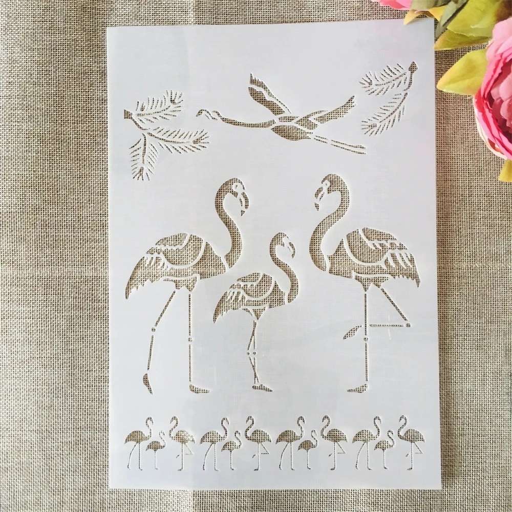 

A4 29cm Flamingo Feather DIY Layering Stencils Wall Painting Scrapbook Coloring Embossing Album Decorative Template