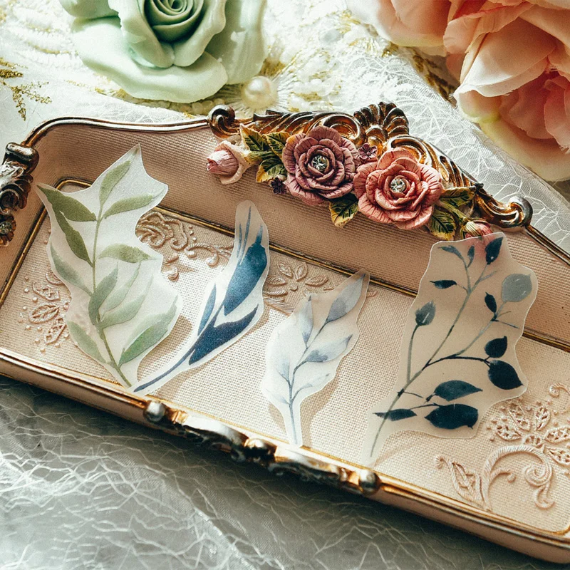 

KSCRAFT 60pcs plant Illustration Vellum Paper Stickers for Scrapbooking Happy Planner/Card Making/Journaling Project