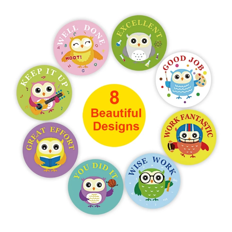 

T5EC 500Pcs/Roll Cartoon Animal Owl School Teacher Reward Stickers Motivate Students Sticker for Scrapbooking Cards Craft Gifts