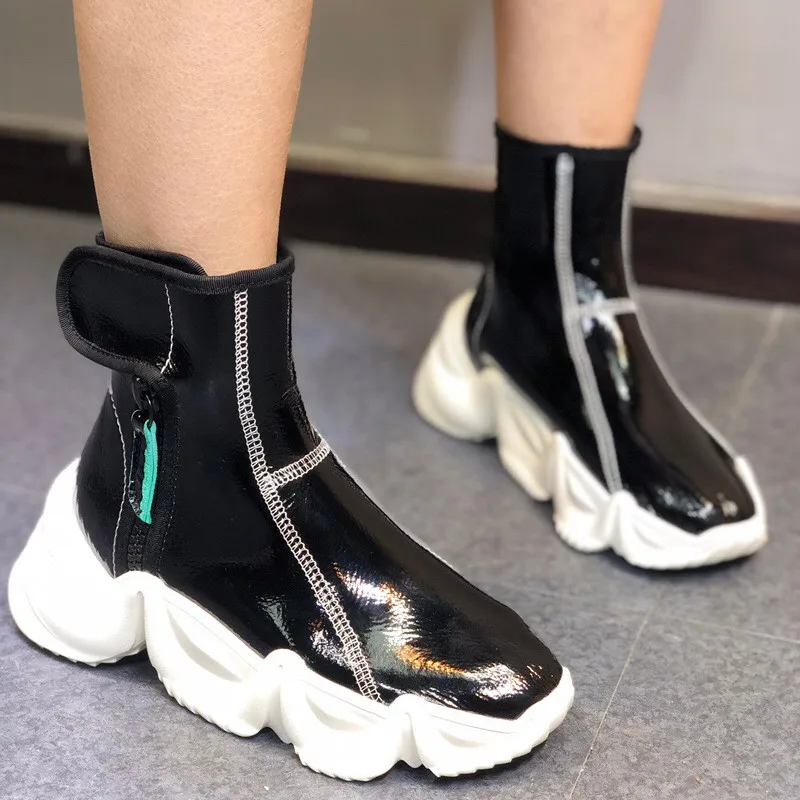 Женские зимние ботинки женские из натуральной кожи на массивном каблуке